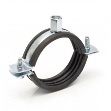 Хомут сантехнический крепежный трубный стальной оцинкованный с резиновой прокладкой Strongman 24х15 мм