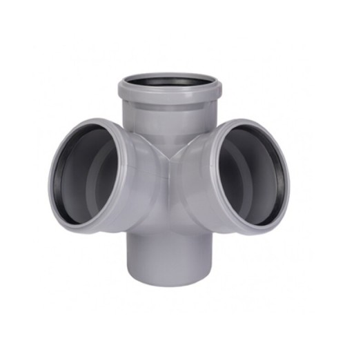 Крестовина PP-H двухплоскостная серая Дн 110-110-50 б/нап в/к VALFEX в Иркутске