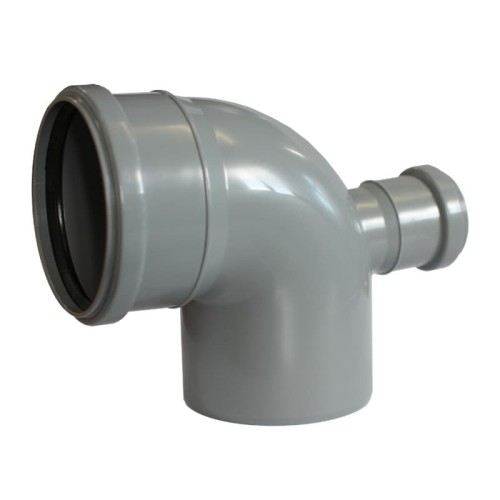 Отвод канализационный PP-H с выходом фронтально-тыльный серый Дн 110-50 87гр б/нап в/к VALFEX в Иркутске