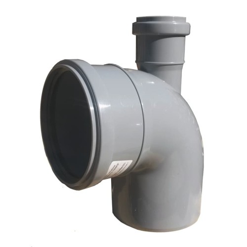 Отвод канализационный PP-H Дн 110-50 87гр с выходом фронтально-вверх серый б/нап в/к RTP (РосТурПласт) в Иркутске