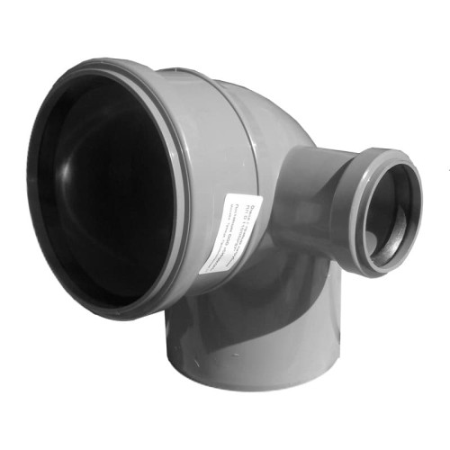 Отвод канализационный PP-H с выходом правый серый Дн 110-50 87гр б/нап в/к VALFEX в Иркутске