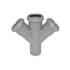 Крестовина PP-H одноплоскостная серый Дн 110-50-50 45гр б/нап в/к VALFEX