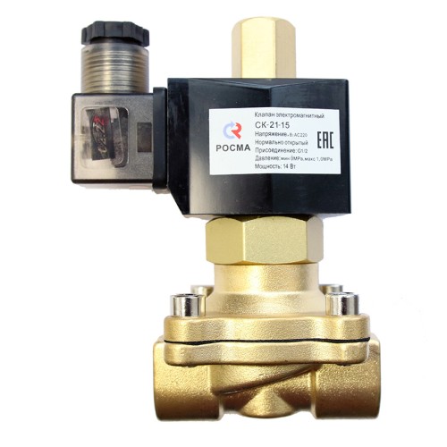 Клапан электромагнитный латунный с катушкой с внутренней резьбой 1,6 МПа НЗ BCX Unipump 15 мм 1/2" в Иркутске