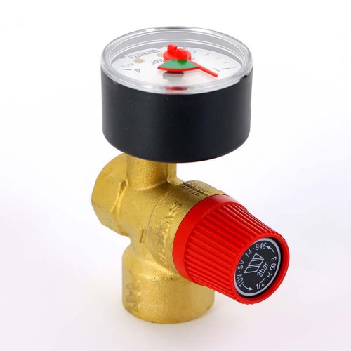 Клапан предохранительный латунный пружинный с манометром с внутренней резьбой SVM30 Watts 15 мм 1/2" в Иркутске