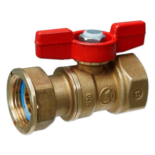 Кран шаровый латунный стандартнопроходной для счетчиков с ручкой-бабочкой НР-накидная гайка Ру 42 R254P Giacomini 15х71 мм 3/4" в Иркутске