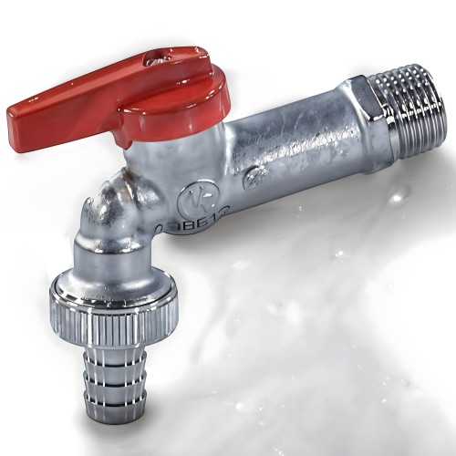 Кран водоразборный латунный стандартнопроходной с ручкой-бабочкой НР-штуцер Ру 10,5 R619 Giacomini 15 мм 1/2" в Иркутске