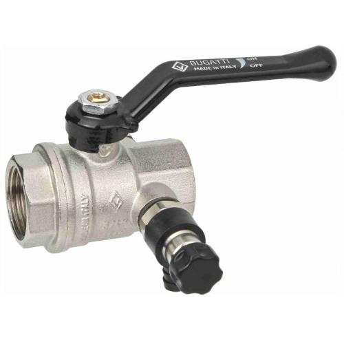 Кран шаровый латунный со спускником полнопроходной с ручкой-рычагом ВР (ВН) Ру 64 Bugatti 330 Bugatti 15 мм 1/2" в Иркутске