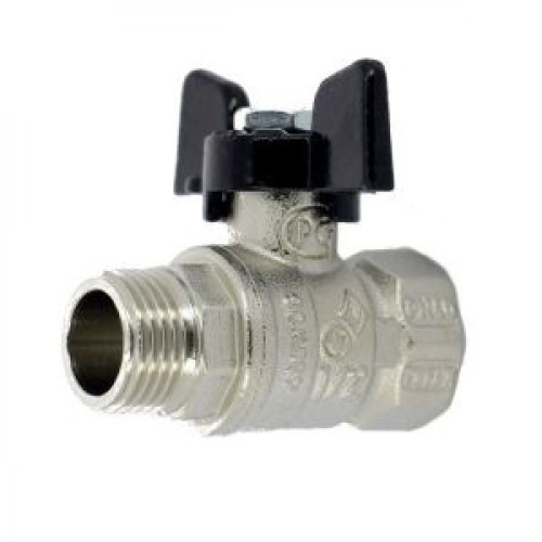 Кран запорный латунный полнопроходной с ручкой-бабочкой ВР-НР Ру 50 Bugatti 917 Bugatti 15 мм 1/2" в Иркутске