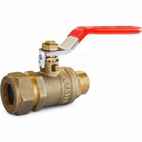 Кран запорный латунный стандартнопроходной с ручкой-рычагом НР-под обжим Ру 50 STAHLMANN 15 мм 1/2" в Иркутске