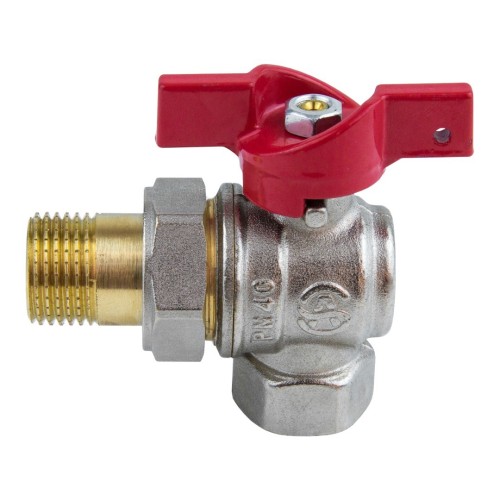 Кран запорный латунный угловой полнопроходной с ручкой-бабочкой ВР-американка Ру 40 Ideal 298 Itap 15 мм 1/2" в Иркутске