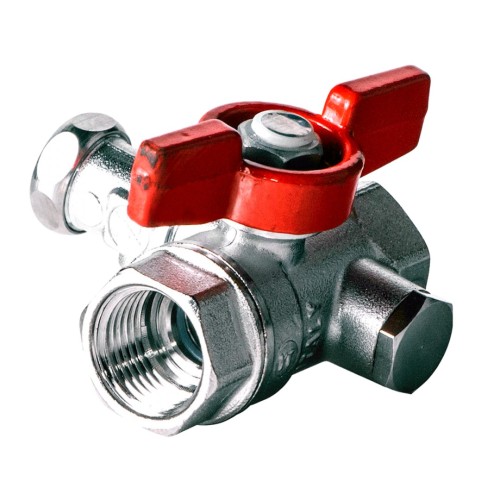 Кран шаровый латунный со спускником стандартнопроходной с ручкой-бабочкой ВР (ВН) Ру 42 R251S Giacomini 15х59 мм 1/2" в Иркутске