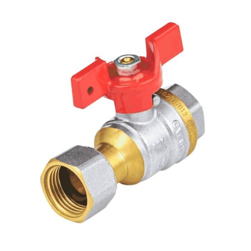 Кран запорный латунный полнопроходной с ручкой-бабочкой ВР-накидная гайка Ру 40 BV.530 MVI 20 мм 3/4" в Иркутске