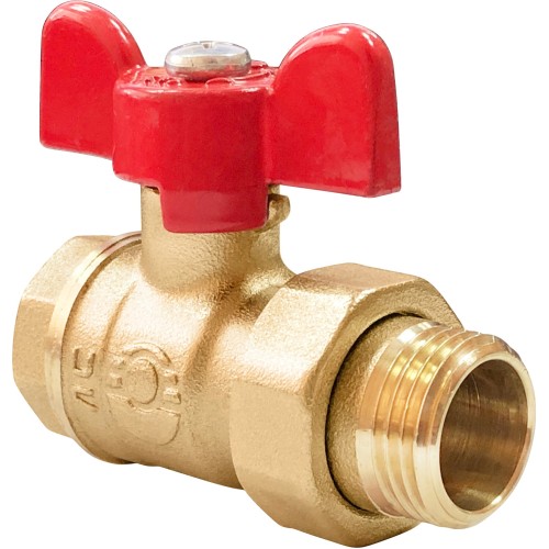 Кран запорный латунный полнопроходной с ручкой-бабочкой ВР (ВН) Ру 40 А30/1, 11б27п1 БАЗ 15х48 мм 1/2" в Иркутске