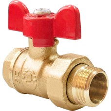 Кран запорный латунный полнопроходной с ручкой-бабочкой ВР-американка Ру 40 BV.520 MVI 15 мм 1/2"