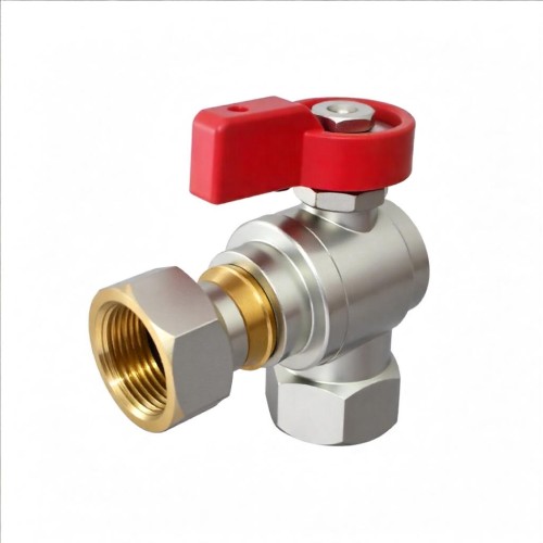 Кран шаровый латунный угловой полнопроходной с ручкой-флажком ВР-накидная гайка Ру 16 R781 Giacomini 15х65 мм 1/2" в Иркутске