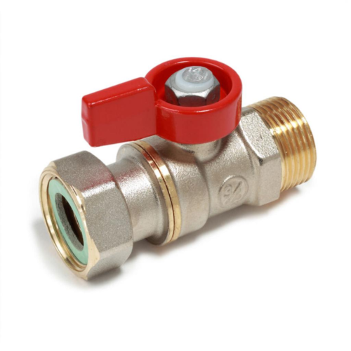 Кран запорный латунный стандартнопроходной с ручкой-флажком НР-накидная гайка Ру 16 R254 Giacomini 15х70 мм 1/2" в Иркутске