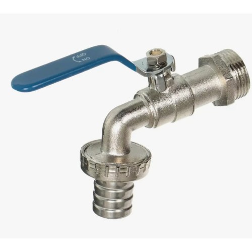 Кран водоразборный латунный стандартнопроходной с ручкой-рычагом НР-штуцер Ру 40 RTP (РосТурПласт) 16 мм 3/4" в Иркутске