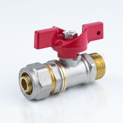 Кран запорный латунный полнопроходной с ручкой-бабочкой ВР-американка Ру 40 BVR-FR Ридан 20 мм 3/4" в Иркутске