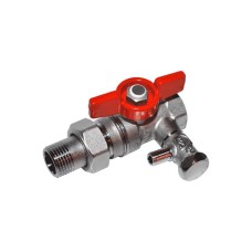 Кран шаровый латунный переходный со спускником стандартнопроходной с ручкой-бабочкой ВР-американка Ру 42 R259DS Giacomini 15х93 мм 3/4"