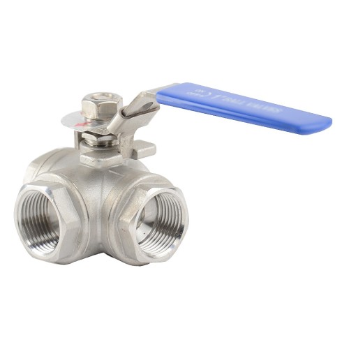 Кран запорный трехходовой Г-тип нержавеющий ВР (ВН) полнопроходной ручка-рычаг Ру 63 Benarmo 65 мм 2 1/2" в Иркутске