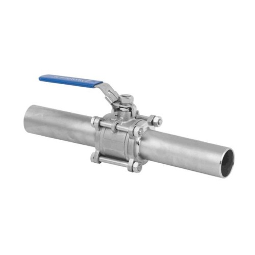 Кран запорный трехсоставной нержавеющий под приварку полнопроходной ручка-рычаг Ру 63 Benarmo 65 мм в Иркутске