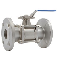 Кран запорный трехсоставной нержавеющий фланцевый полнопроходной ручка-рычаг Ру 16 Benarmo 25 мм