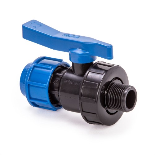 Компрессионный кран ПНД Дн 25-3/4" Ру-10 НР (НАР) RTP (РосТурПласт) в Иркутске