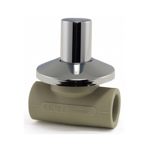 Кран полипропиленовый PP-R запорный прямой стандартнопроходной с внутренней пайкой серый ручка-вентиль Ру 10 Wavin Ekoplastik 20 мм ГОСТ 32415-2013 в Иркутске