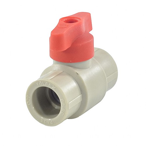 Кран полипропиленовый PP-R запорный прямой стандартнопроходной с внутренней пайкой серый ручка-бабочка Ру 25 VALFEX 25 мм ГОСТ 32415-2013 в Иркутске