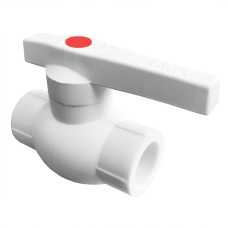 Кран полипропиленовый PP-R запорный прямой стандартнопроходной с внутренней пайкой белый ручка-рычаг Ру 25 Стандарт Pro Aqua 25 мм ГОСТ 32415-2013