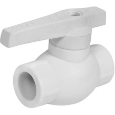 Кран полипропиленовый PP-R запорный прямой стандартнопроходной НР белый ручка-рычаг Ру 25 VALFEX 25 мм 3/4" ГОСТ 32415-2013