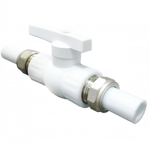 Кран полипропиленовый PP-R запорный прямой полнопроходной с внутренней пайкой белый ручка-рычаг Ру 25 VALFEX 32 мм ГОСТ 32415-2013 в Иркутске