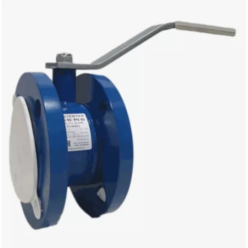 Кран запорный стальной фланцевый полнопроходной ручка-рычаг Ст20 Temper Компакт Temper 50х86 мм