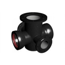 Крест с пожарной подставкой раструб-фланец ППКРФ ВЧШГ с ЦПП Ду 200-200