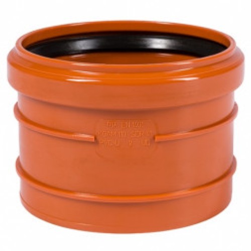 Муфта НПВХ (ПВХ) насадная Дн 200 безнапорная коричневая в/к п/клей Ostendorf KGAM в Иркутске