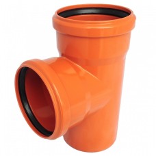 Тройник НПВХ (ПВХ) с раструбом Дн 200-110 87гр коричневый безнапорный в/к Ostendorf KGEA