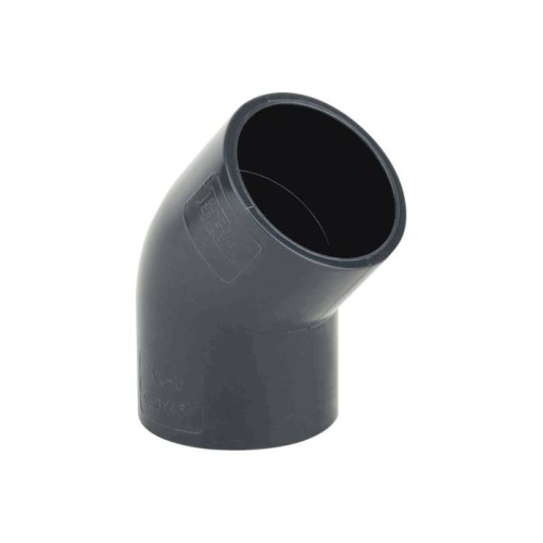 Отвод ПВХ клеевой Дн 50 45гр Ру-16 серый напорный Aquaviva в Иркутске