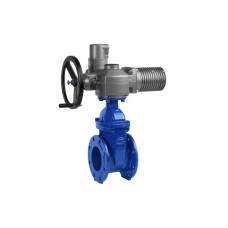 Задвижка чугунная фланцевая с электроприводом AUMA SA16.2 380В и обрезиненным клином KR12 500 мм