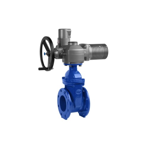 Задвижка чугунная фланцевая с электроприводом AUMA SA16.2 380В и обрезиненным клином KR12 500 мм в Иркутске